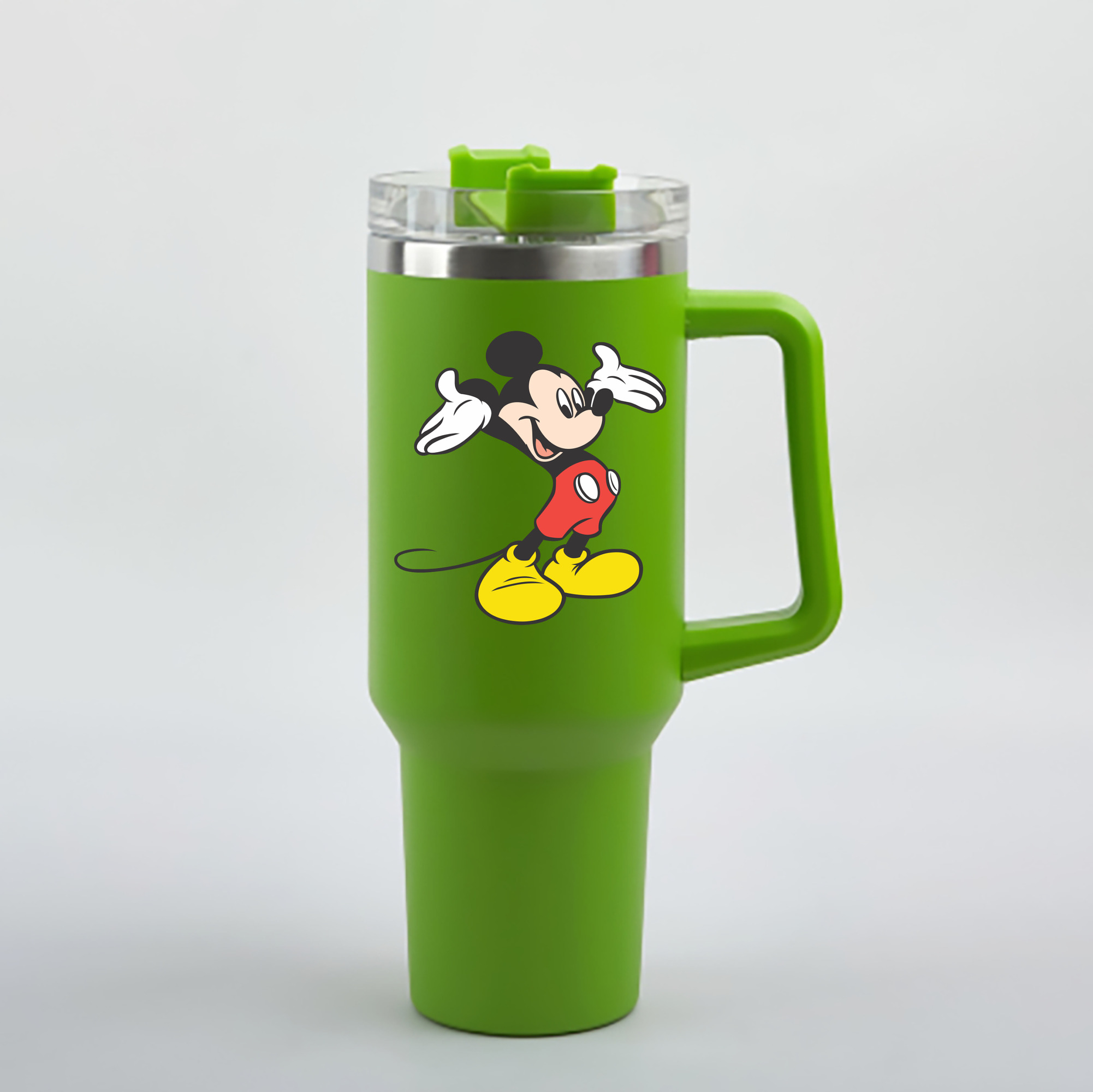 （画像用） ミッキーマウス Mickey Mouse 1200mL車用タンブラー - クリスタルステッカー（プラスチックストロー付き）